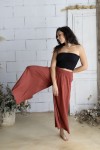 Pantalón palazzo de viscosa color teja fluido para mujer estilo boho chic Samarkanda