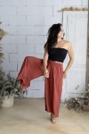 Pantalón palazzo de viscosa color teja fluido para mujer estilo boho chic Samarkanda