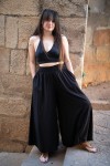 Pantalón Palazzo Viscosa Negro Cintura elástica