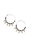 Pendientes de aro de acero con piedra natural y detalles metálicos dorados, estilo boho Samarkanda.