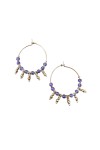 Pendientes de aro de acero con piedra natural y detalles metálicos dorados, estilo boho Samarkanda.