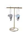 Pendientes de acero inoxidable con aro y colgante de elefante, diseño boho disponible en acabado dorado y plateado.