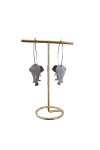 Pendientes de acero inoxidable con aro y colgante de elefante, diseño boho disponible en acabado dorado y plateado.