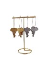 Pendientes de acero inoxidable con aro y colgante de elefante, diseño boho disponible en acabado dorado y plateado.