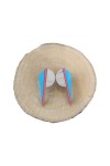 Pendientes de madera geométricos multicolor de 4 cm, ligeros, artesanales y de estilo boho contemporáneo.