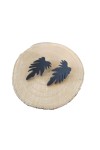 Pendientes de madera negros con diseño de hoja tropical negra de 3,5 cm, ligeros, artesanales y de estilo boho.