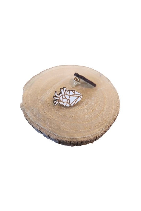 Pendientes de madera con diseño de corazón anatómico geométrico de 2,5 cm, ligeros, artesanales y de estilo boho.