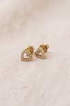 Pendientes de plata con acabado dorado en forma de corazón y circonitas brillantes, joya elegante y romántica de Samarkanda.