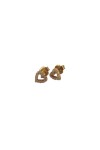 Pendientes de plata con acabado dorado en forma de corazón y circonitas brillantes, joya elegante y romántica de Samarkanda.