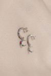 Pendientes de plata con criolla, luna colgante y circonitas multicolor, estilo boho de Samarkanda.