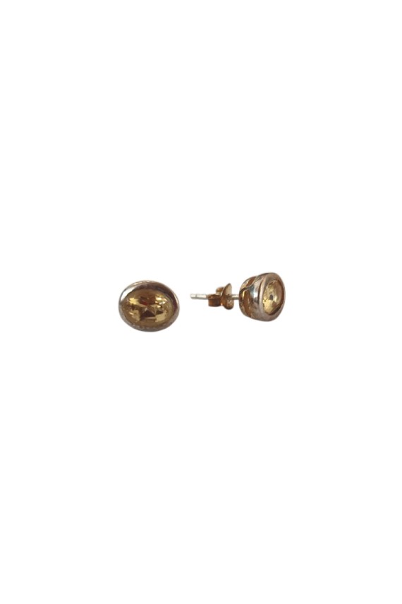 Pendientes de plata con citrino natural ovalado engastado, joya elegante y atemporal de Samarkanda.