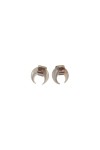 Pendientes de plata con media luna de nácar natural, joya elegante y estilo boho de Samarkanda.
