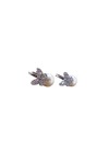 Pendientes de plata con perla natural y mariposa de circonitas, joya artesanal elegante disponible en acabado plata y dorado.