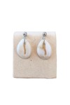Pendientes de acero inoxidable con concha cauri blanca, joyería boho inspirada en el mar, ligeros y elegantes para mujer.