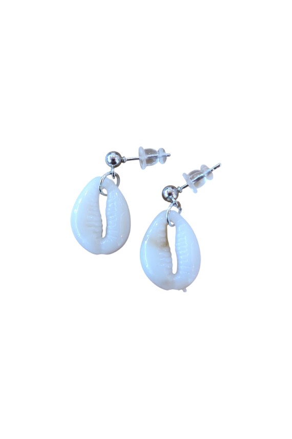 Pendientes de acero inoxidable con concha cauri blanca, joyería boho inspirada en el mar, ligeros y elegantes para mujer.