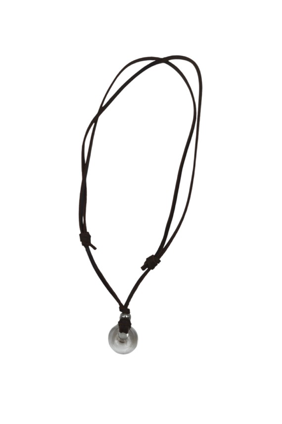 Collar unisex de cuero con piedra natural en forma de aro, estilo boho.
