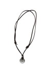 Collar unisex de cuero con piedra natural en forma de aro, estilo boho.