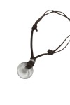 Collar unisex de cuero con piedra natural en forma de aro, estilo boho.