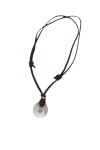Collar unisex de cuero con piedra natural en forma de aro, estilo boho.