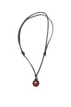 Collar unisex de cuero con piedra natural en forma de aro, estilo boho.