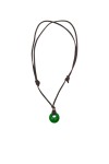 Collar unisex de cuero con piedra natural en forma de aro, estilo boho.