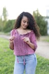 Blusa Boho Lavada a la piedra Cenefa Floral Burdeos