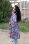 Kimono Kaftán Largo de Algodón con Bordado de Cáñamo Beige