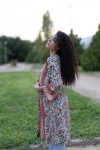 Kimono Boho Midi de Seda Sari con Hilo Dorado