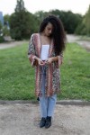 Kimono Boho Midi de Seda Sari con Hilo Dorado