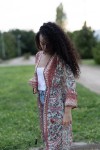 Kimono Boho Midi de Seda Sari con Hilo Dorado