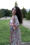 Kimono Boho Midi de Seda Sari con Hilo Dorado