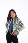 Chaqueta unisex de algodón con estampado navajo y botones de coco, prenda artesanal estilo boho Samarkanda.