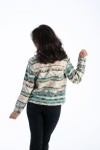 Chaqueta unisex de algodón con estampado navajo y botones de coco, prenda artesanal estilo boho Samarkanda.