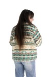 Chaqueta unisex de algodón con estampado navajo y botones de coco, prenda artesanal estilo boho Samarkanda.