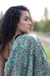 Chaqueta Bomber Seda Paisley Verde Turquesa Forro Polar