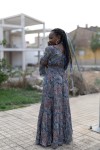 Vestido Largo Sari Azul Estampado Paisley Boho