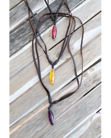 Collar Cuero Artesanal Gema Natural