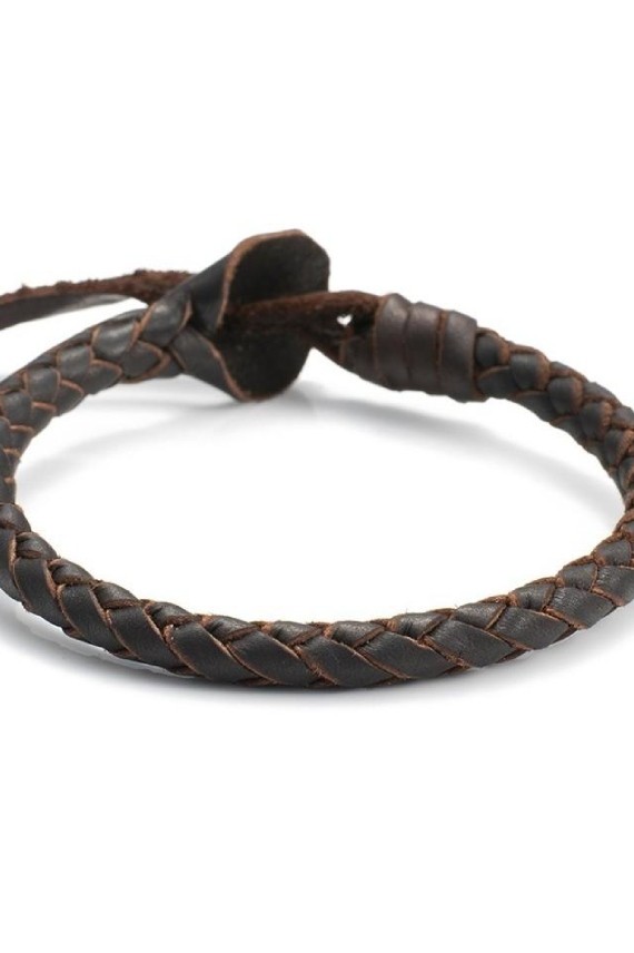Pulsera Cuero Trenzado Redondo