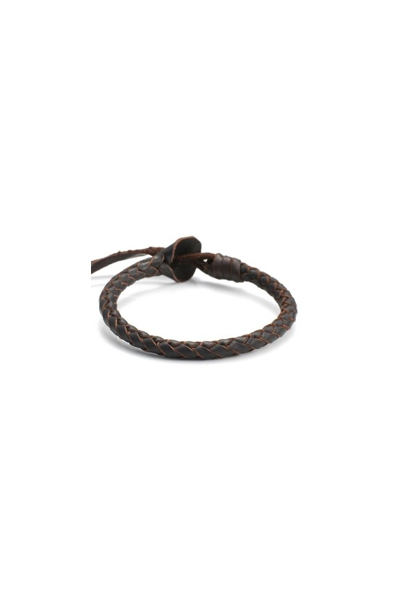 Pulsera Cuero Trenzado Redondo