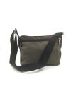 Bolso bandolera de algodón con bolsillo frontal de cremallera.