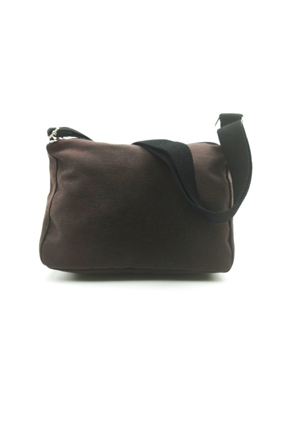 Bolso bandolera de algodón con bolsillo frontal de cremallera.