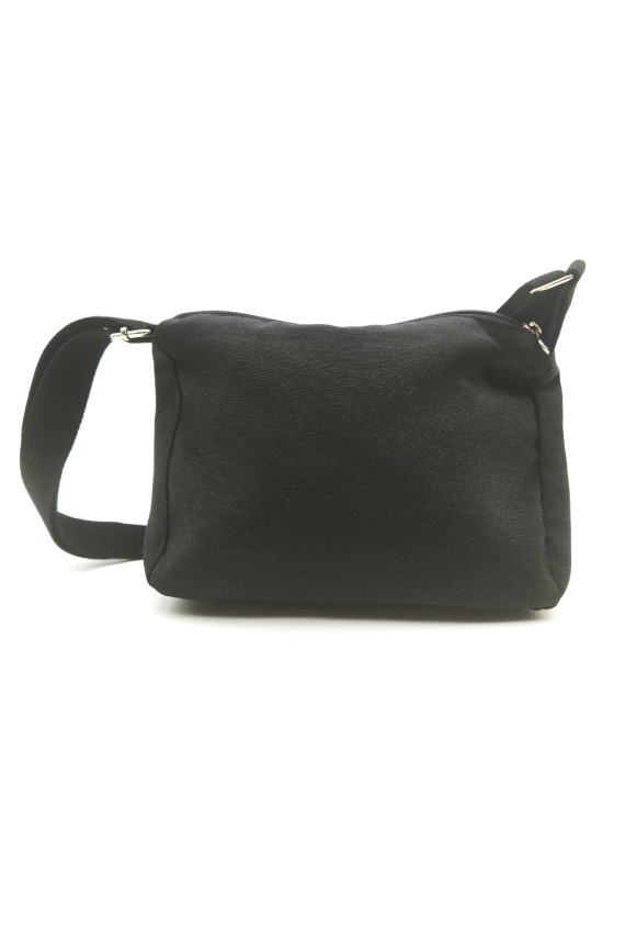 Bolso bandolera de algodón con bolsillo frontal de cremallera.
