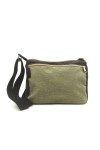Bolso bandolera de algodón con bolsillo frontal de cremallera.