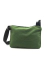 Parte trasera de bolso bandolera de algodón verde con correa negra ajustable