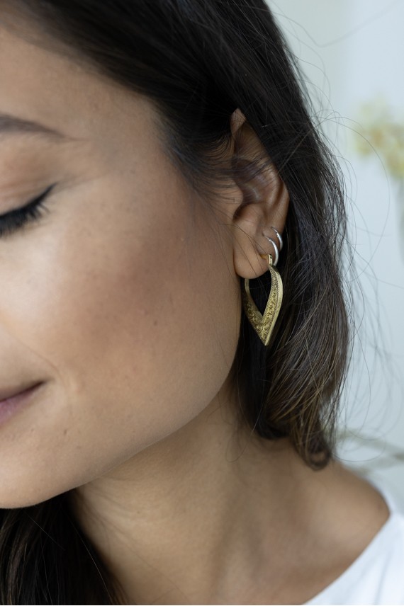 Pendientes gota floral oro viejo estilo bohemio