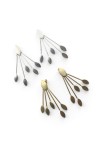 Pendientes de latón dorados y plateados con diseño de abanico de cinco hojas estilo boho.