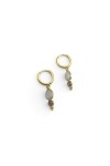 Pendientes de aro dorados con piedras naturales facetadas en tonos claros y violeta, joya boho chic Samarkanda.