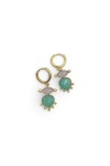 Pendientes de aro dorados con piedras naturales facetadas en tonos turquesa y rosa, diseño boho chic Samarkanda
