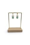 Pendientes de aro dorados con piedras naturales facetadas en tonos turquesa y rosa, diseño boho chic Samarkanda