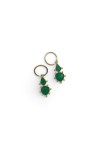 Pendientes dorados con piedras naturales verdes facetadas y detalles esféricos, estilo boho chic Samarkanda